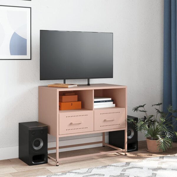 Rózsaszín acél TV-szekrény 68 x 39 x 60,5 cm
