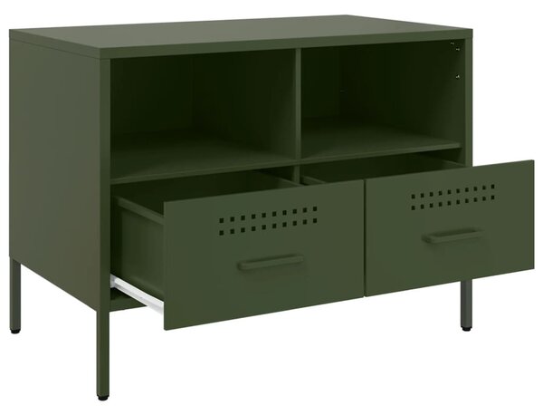 Olívazöld acél TV-szekrény 68 x 39 x 50,5 cm