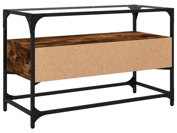 Füstös tölgy szerelt fa TV-szekrény üveglappal 80 x 35 x 51 cm