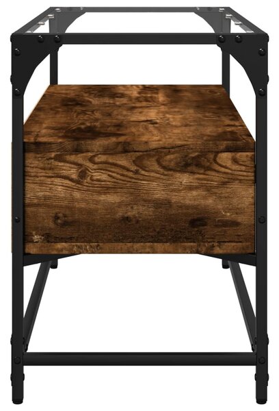 Füstös tölgy szerelt fa TV-szekrény üveglappal 80 x 35 x 51 cm