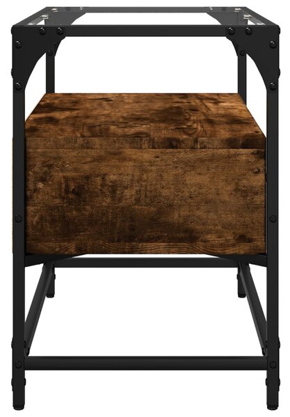 Füstös tölgy szerelt fa TV-szekrény üveglappal 60 x 35 x 51 cm