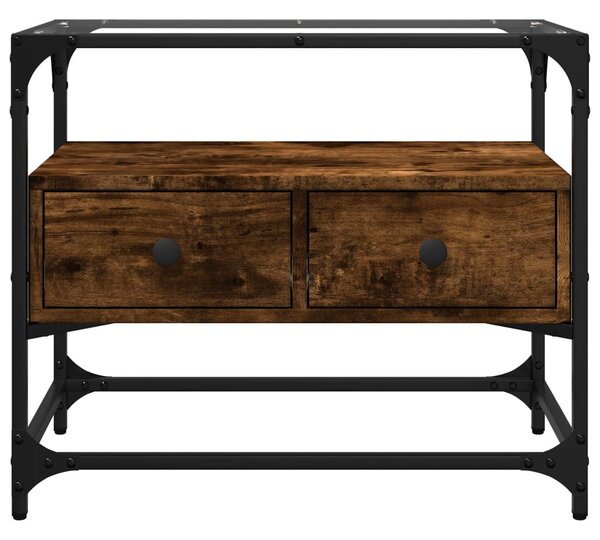 Füstös tölgy szerelt fa TV-szekrény üveglappal 60 x 35 x 51 cm
