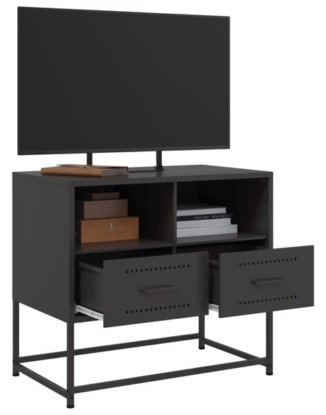 Fekete acél TV-szekrény 68 x 39 x 60,5 cm