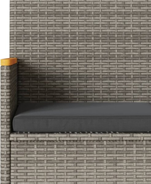2 személyes szürke polyrattan kerti pad párnákkal és asztallal