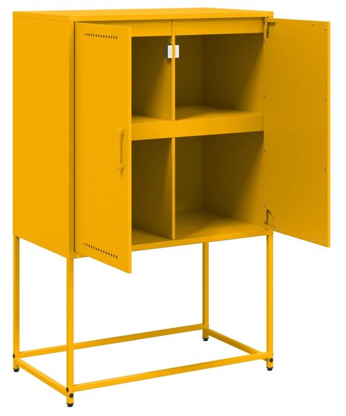 Mustársárga acél magasszekrény 68,5 x 38,5 x 107 cm