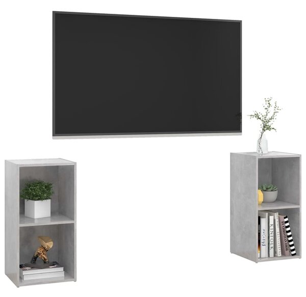 2 db betonszürke szerelt fa TV-szekrény 72 x 35 x 36,5 cm