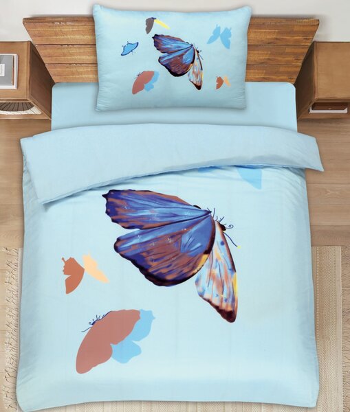 BUTTERFLY kék lepedő 70x90cm + 140x200cm