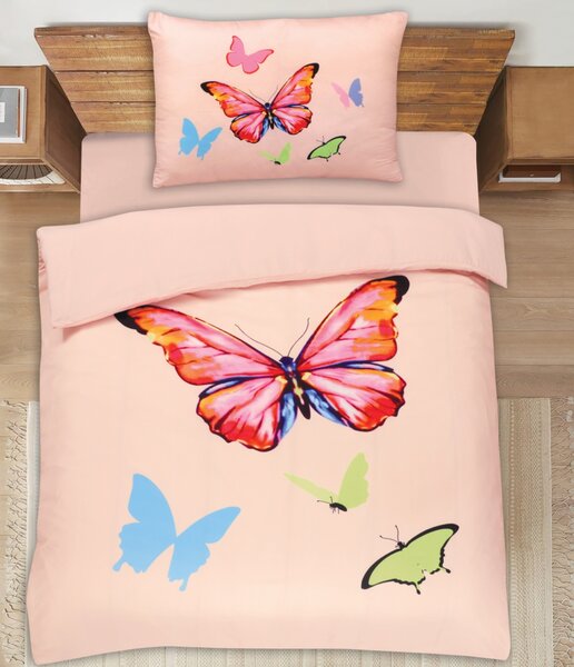 BUTTERFLY rózsaszín lepedő 70x90cm + 140x200cm