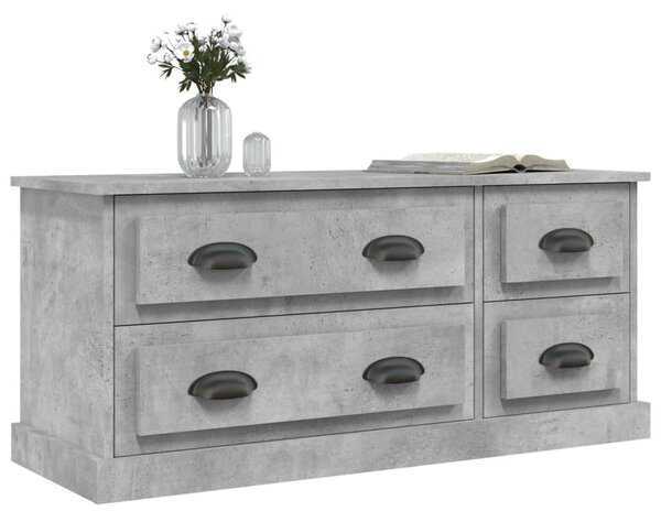 Betonszürke szerelt fa TV-szekrény 100 x 35,5 x 45 cm