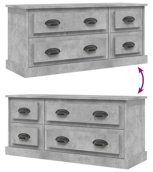 Betonszürke szerelt fa TV-szekrény 100 x 35,5 x 45 cm