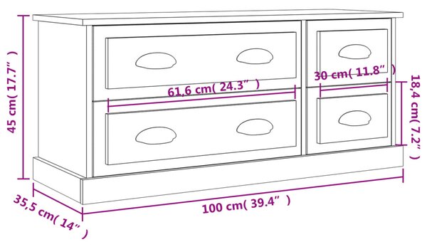 Szürke sonoma színű szerelt fa TV-szekrény 100x35,5x45 cm