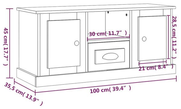 Betonszürke szerelt fa TV-szekrény 100 x 35,5 x 45 cm
