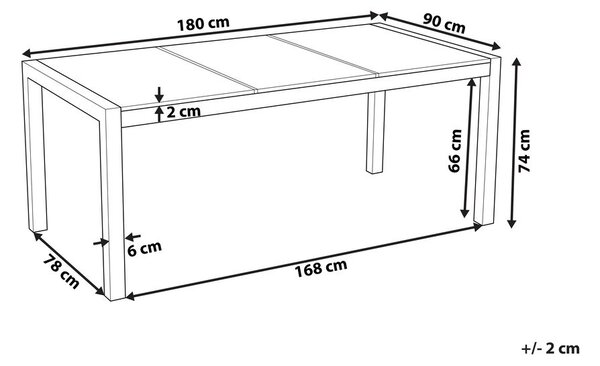 Kerti asztal GROSSETO 180 cm 90 cm Csiszolt Gránit Fekete