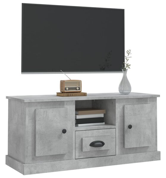Betonszürke szerelt fa TV-szekrény 100 x 35,5 x 45 cm