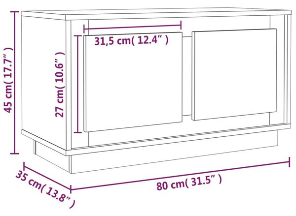 Barna tölgyszínű szerelt fa TV-szekrény 80x35x45 cm
