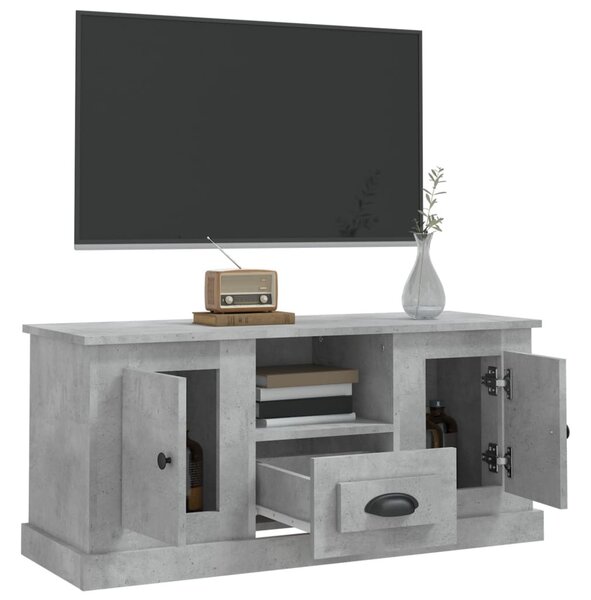 Betonszürke szerelt fa TV-szekrény 100 x 35,5 x 45 cm
