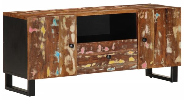 Tömör újrahasznosított és szerelt fa TV-szekrény 105x33,5x46 cm