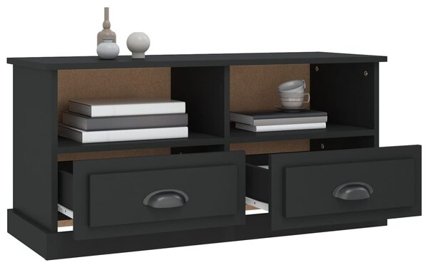 Fekete szerelt fa TV-szekrény 93x35,5x45 cm