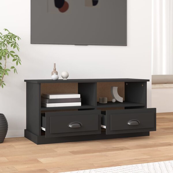 Fekete szerelt fa TV-szekrény 93x35,5x45 cm