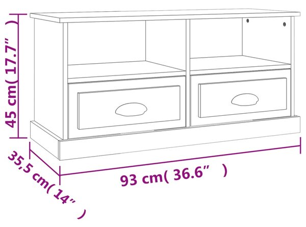 Fekete szerelt fa TV-szekrény 93x35,5x45 cm