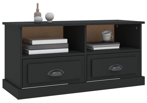 Fekete szerelt fa TV-szekrény 93x35,5x45 cm