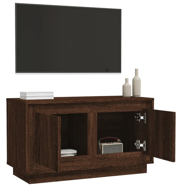 Barna tölgyszínű szerelt fa TV-szekrény 80x35x45 cm