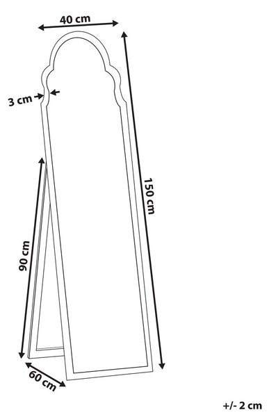 Állótükör CHATILLON 150 cm Ezüst