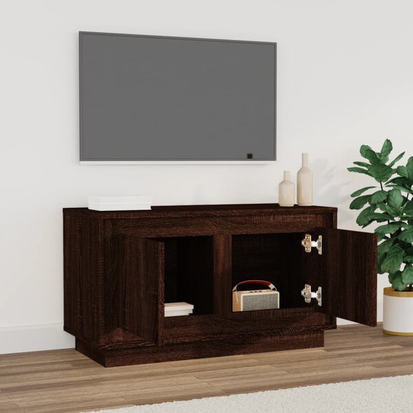 Barna tölgyszínű szerelt fa TV-szekrény 80x35x45 cm