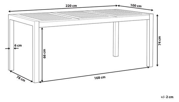 Kerti asztal GROSSETO 220 cm 100 cm Eukaliptusz fa Barna
