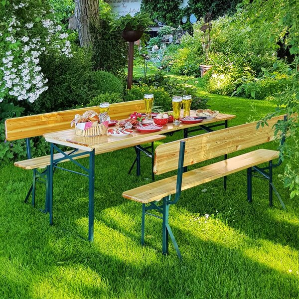 Casaria® Sörpad szett háttámlával 170 cm - összecsukható