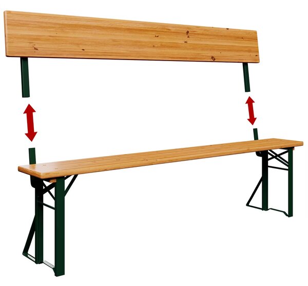 Casaria® Sörpad szett háttámlával 170 cm - összecsukható