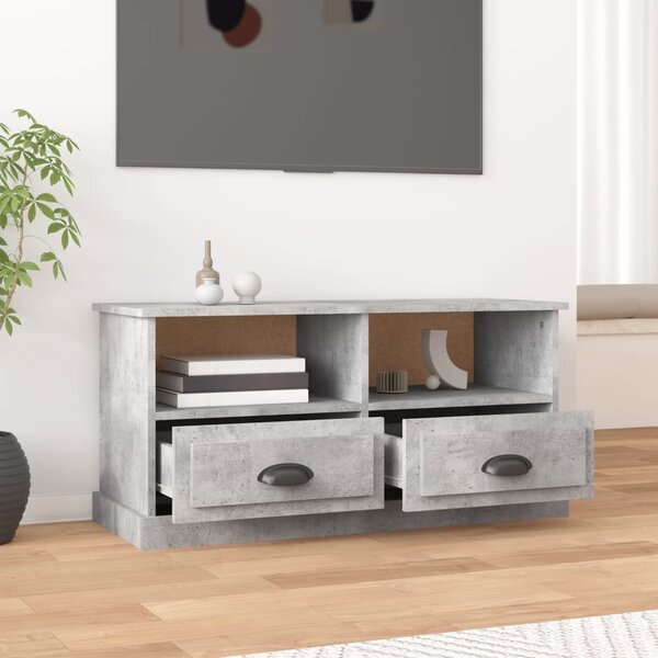 Betonszürke szerelt fa TV-szekrény 93 x 35,5 x 45 cm