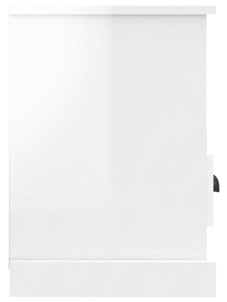 Magasfényű fehér szerelt fa TV-szekrény 80 x 35 x 50 cm