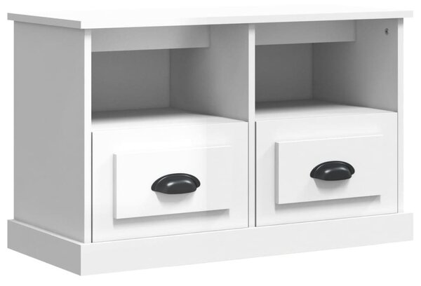 Magasfényű fehér szerelt fa TV-szekrény 80 x 35 x 50 cm