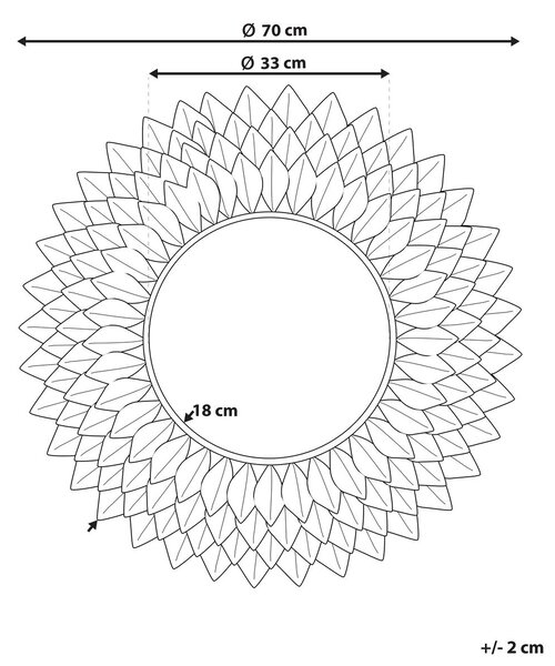 Falitükör LARRAU 70 cm 70 cm Fém Ezüst