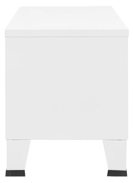 Fehér fém ipari stílusú TV-szekrény 105 x 35 x 42 cm