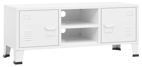 Fehér fém ipari stílusú TV-szekrény 105 x 35 x 42 cm