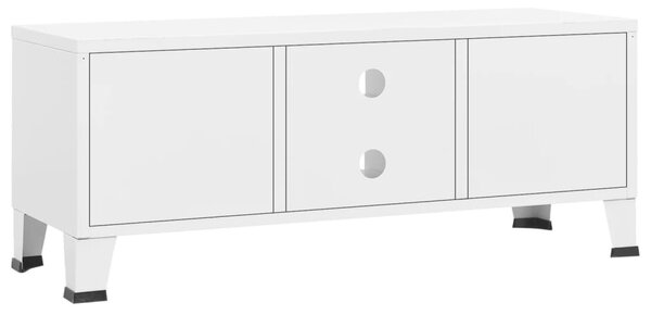 Fehér fém ipari stílusú TV-szekrény 105 x 35 x 42 cm