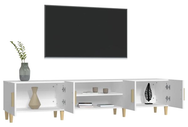 Fehér, rétegelt fa TV-szekrény 180 x 31,5 x 40 cm