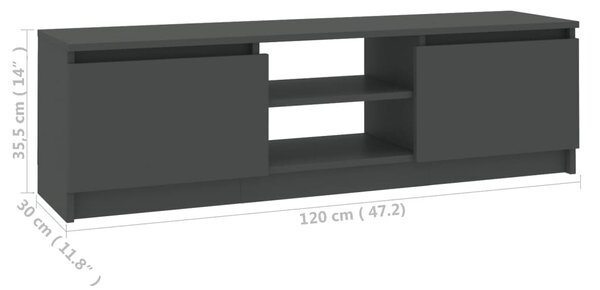 Szürke szerelt fa TV-szekrény 120 x 30 x 35,5 cm