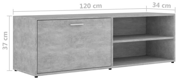 Betonszürke szerelt fa TV-szekrény 120 x 34 x 37 cm