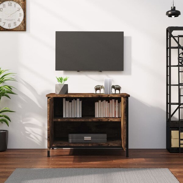 Füstös tölgy színű szerelt fa TV-szekrény ajtókkal 60x35x45 cm