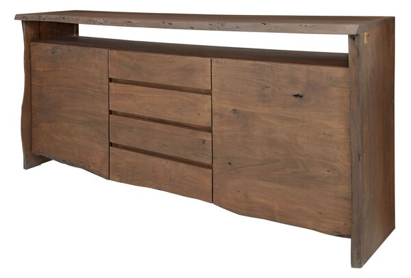 WOODLAND Komód 210x96 cm, sötétbarna, akác