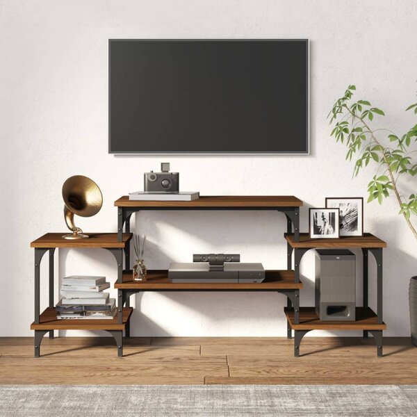 Barna tölgyszínű szerelt fa TV-szekrény 117 x 35 x 52 cm