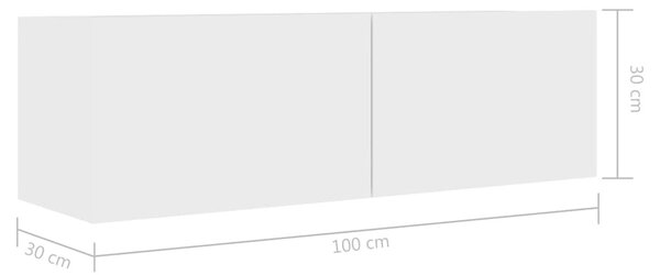 Fehér szerelt fa TV-szekrény 100 x 30 x 30 cm