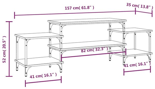 Szürke sonoma színű szerelt fa TV-szekrény 157x35x52 cm