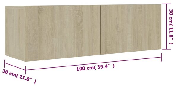 Sonoma tölgy szerelt fa TV-szekrény 100 x 30 x 30 cm