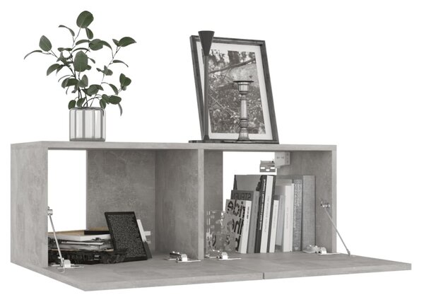 Betonszürke szerelt fa TV-szekrény 80 x 30 x 30 cm