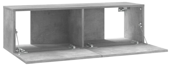 Betonszürke szerelt fa TV-szekrény 100 x 30 x 30 cm