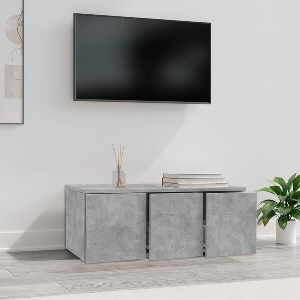 Betonszürke szerelt fa TV-szekrény 80 x 34 x 30 cm